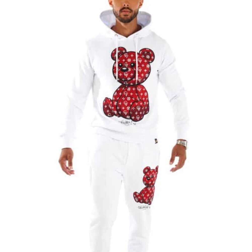 Avenue George V Paris Jogging Suit Tracksuit Men's White Sweatsuit Hoodie 2XL